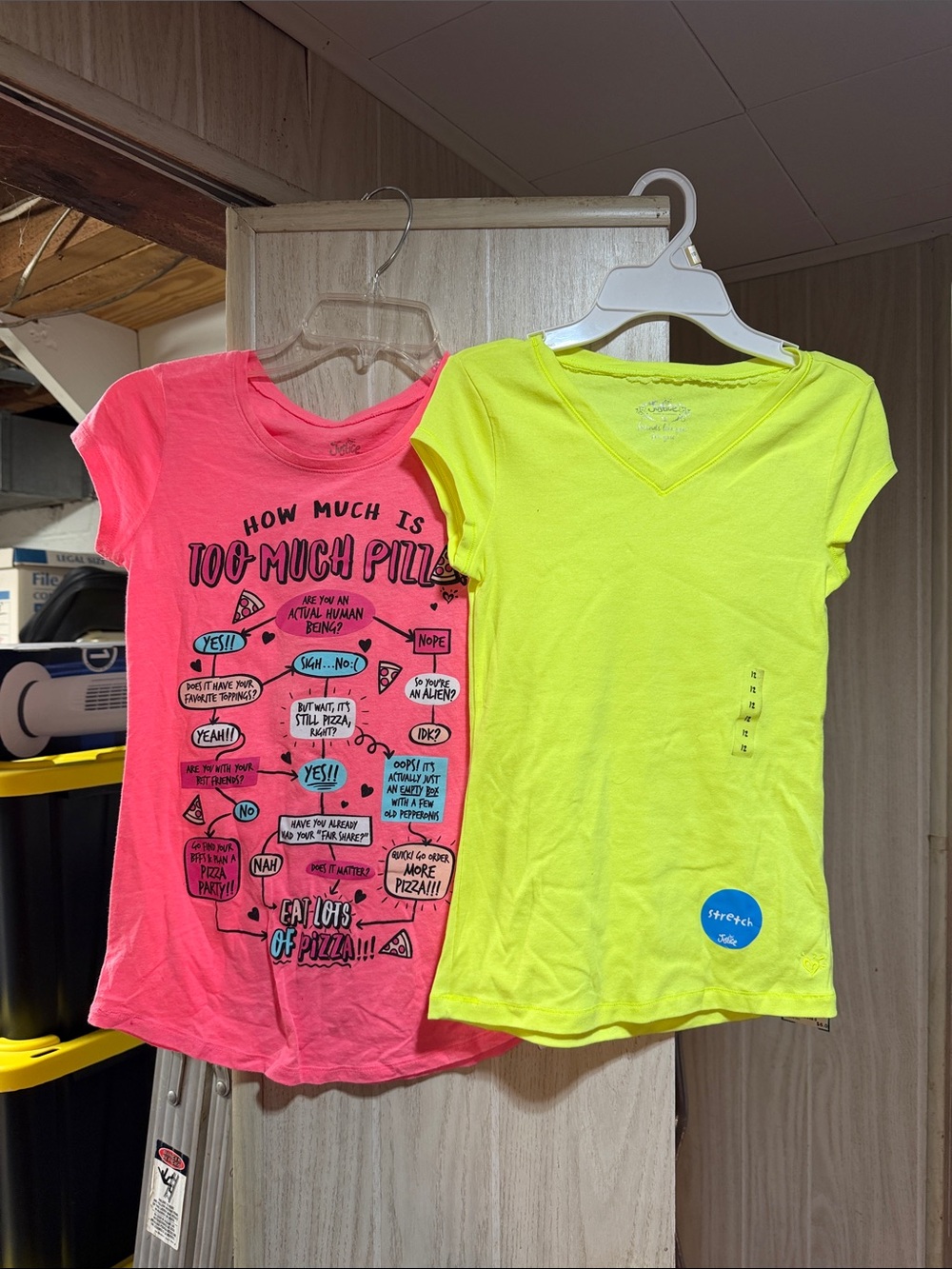 Justice Neon Pink Graphic Tee & Neon Yellow V-Neck Tee - Girls
